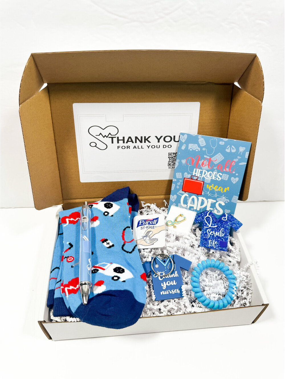 Luxury Nurse Gift Set Box with Pen, Stethoscope Pin, Socks